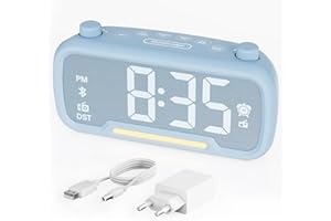 Mesqool Radiowecker Digital mit Nachtlicht, Bluetooth Lautsprecher, Typ C & USB A, Lauter Wecker & FM Radio mit Touch- und Drehknopfsteuerung, Dimmbar Uhr 12/24H DST Snooze für Kinder/Jugendliche