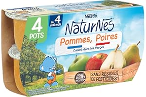 Nestlé Naturnes BIO Purée de Fruits Bébé Pomme Poire - Dès 4/6mois - 4x130g