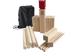 JACJOE ALL PRO Kubb Outdoor Game Viking Game Hardwood Garden Throwing Toy with Carry Bag (30 x 5 x 5 cm-KING)