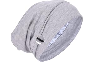 WLLHYF Silk Bonnet Sleep Cap Soft Hair Wrap Cover Satin Lined Beanie Adjustable Turban hat Nurse Cap Bonnet for Medium Curly Frizzy Hair Chemotherapy hat for Women and Men