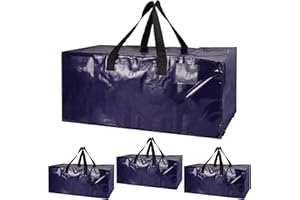 STARVORTEX 4Pc Bolsa Mudanza Grande, 92L Bolsa Almacenaje, PP Resistente al Agua Bolsa de Transporte, Servicio Pesado Bolsas Grandes para Guardar Ropa, Cremallera Compacta Bolsas de Mudanza Extragrandes