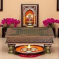 Medieval Arts Wooden Copper Finish Chowki/Bajot 12 * 12 Inch for Home Decoration (Copper 1)