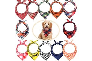 Syhood 12 Stück Hundehalstücher Plaid Hund Schal Haustier Dreieck Lätzchen Verstellbares Zubehör Bulk Halstuch Büffel Plaid Bandanas Dekor für kleine oder mittelgroße Katzen Hund Haustier (Lattice