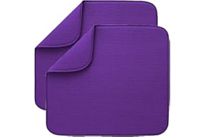 BW&HM Mikrofaser-Abtropfmatten für die Küche, super saugfähig, Abtropfmatte für Küche, Arbeitsplatte, Tischplatte, 40 cm x 46 cm, 2 Stück, Lila