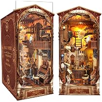 Roroom Kit Fai Da Te Book Nook 'Casa Magica Del Libro' - Inserto Per Libreria In Legno 3D Con Luci LED - Puzzle Da Montare Per Adulti E Ragazzi 14+ - 6