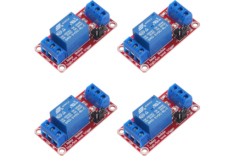 AEDIKO 4pcs Relay Module DC 5V 1 Channel Relay Board with Optocoupler Isolation Support High or Low Level Trigger