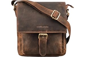 STILORD 'Nevio' Herrentasche Leder Umhängetasche kleine Messenger Bag elegante Handtasche im Vintage Design Schultertasche für 10.1 Zoll Tablet iPad echtes Leder, Farbe:kreta - braun