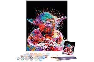 TAHEAT DIY Oil Paint by Number Kit, Painting Paintworks New Star Wars Master Yoda Drawing with Brushes 16 * 20 inch Christmas Decor Decorations Gifts Without Frame