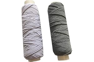 THE TRIMMING DEPARTMENT Shirring Shearing Elastic Thread, 20 Meter Each Colour Per Spool, Pack of 2 X 20m Spools, Sewing, Haberdashery, Craft, Smocking, Gathering, (White & Mid Grey), 30 Colours Available