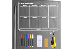 GROOHAFY Acryl Magnetisch Wochenplaner Abwischbar für Kühlschrank Magnettafel Planungstafeln Haushaltsplaner Memoboard To Do Liste Stundenplan AUF DEUTSCH 40x30 cm