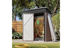 Aoxun Outdoor Storage Shed with Base, 3' x 5' (Overall Dimensions) Galvanized Metal Shed with Air Vent and Lockable Door, Too