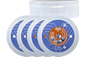 VENJELD Disque Diamant Carrelage 75mm - 4Pièces Disque à Tronçonner avec Alésage 10mm pour Céramique Porcelaine Carrelage Marbre Pierre Artificielle