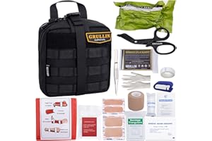 Grullin 56 PCS Trousse de premiers soins en traumatologie grullin ifak, trousse de premiers soins en mole tactique, molle Outdoor camping, trekking and Hunting Emergency Equipment (Black)