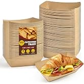 LATERN 100 Piezas Bandejas de Papel Kraft para Alimentos, 16CM x 12CM Bandeja Desechable de Papel Resistente para Alimentos S