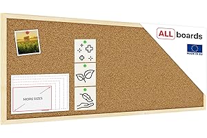 ALLboards Tableau en Liège avec Cadre en Bois 100×40 cm Tableau d'Affichage Liège, Tableau pour Épingles