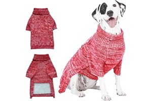 CCKUU Dog Knit Clothes Pet Plush Pullover Dog Sweater Soft Thickening Warm Pup Dogs Shirt Winter Puppy Jumpers for Dogs Cats(L,Red)