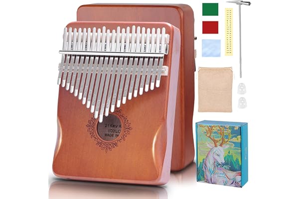 DMTIVMG Kalimba 21 Clés Pouce Piano Portable Marimbas Instrument de Musique Professionnel Kalimba Instrument Acajou de Haute Qualité avec Tuning Hammer Sac de Rangement pour Enfants Adultes Débutants