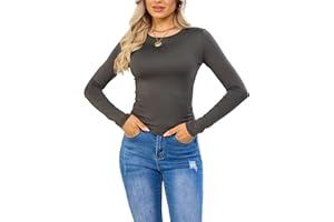 TANZDUNSJE Damskie topy z długim rękawem - Crop Tops Czarne topy z długim rękawem - Damskie T-shirty Top Streetwear High-Elastic Basics Clothing