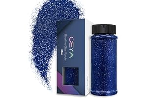 Ceya Poudre de paillettes ultra fine - 100 g - Bleu roi - Paillettes en résine - Pour loisirs créatifs - 0,2 mm - Pour verre en résine époxy - Pour nail art - Pour le visage, le corps, les festivals