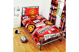 MANCHESTER UNITED F.C. Manchester United FC zestaw kołdry z herbem piłkarskim dla dzieci/dzieci (pojedynczy) (czerwony)