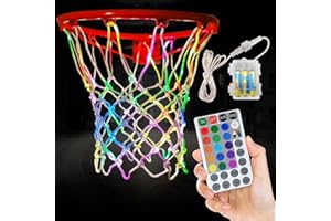FREEPOWER Rete da Basket LED Luminosa, per Esterni, Resistente alle Intemperie, Funzionamento Batteria, RGB Cambia Colore, per Canestro da Basket, con Telecomando Timer Sfarfallio Dimmerabile