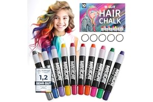 ‎MAGICAT Magicat Premium Haarkreide für Mädchen Set I 10 Farben & 5 Haargummis I Auswaschbar & Ungiftig I Ideal für Kreativität & Spaß I Haarkreide für Kinder I Prüfengel Institut Note 1,2