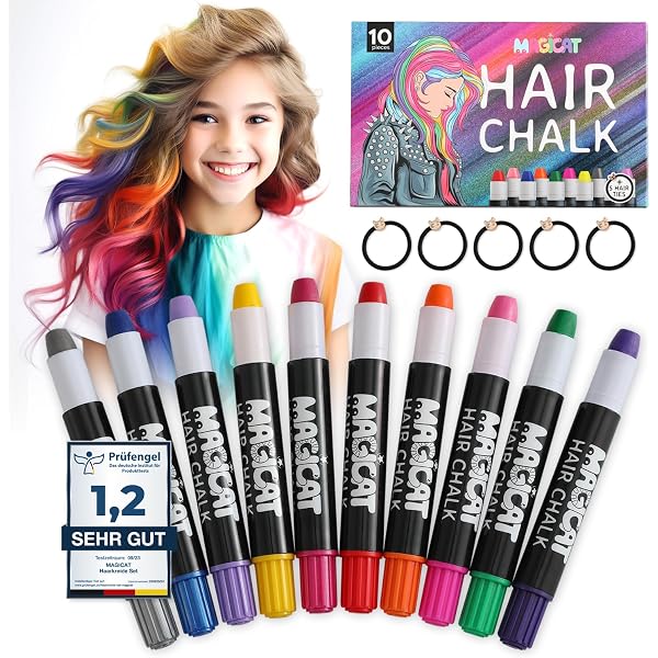 5 Farben Temporäre Haarfarbe Für Kinder – Auswaschbare Haarmascara & Hair Chalk
