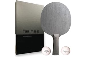 ‎HEINSA heinsa Carbon Tischtennis Holz Profi Tischtennisschläger Holz Black Edition aus Lichtnussbaum mit Premium Verpackung und Bällen