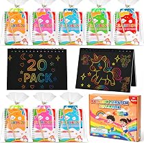 GOLDGE Set De 20 Libros Para Rascar Arcoíris – Con Lápices Y Plantillas – Regalo Ideal Para Niños De 3 A 12 Años