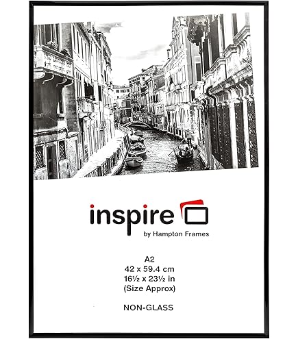 Cornice A2 In Legno MDF - 42x59.4 Cm, Nero, Per Poster, Puzzle O Foto, Con Vetro Sintetico - Foto 3