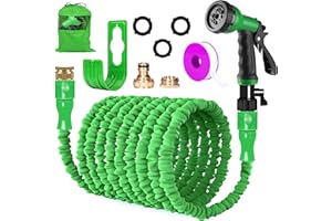 HOMOZE Hose Pipe Expandable Garden Hose 50FT Lightweight Flexible Water Hosepipe with Metal Connector, 8 Function Spray Nozzle for Garden Watering, House Cleaning, Indoor and Outdoor Use(50FT, Green)