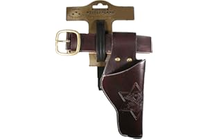 J.G. Schrödel Duell Cowboy Pistolengürtel mit 1 Holster, detailreicher Texas Sheriff Western Holster für Spielzeugpistole, Gürtellänge 55-90 cm, Lederimtat Dunkelbraun (750 0154)