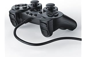 CSL-COMPUTER CSL - Gamepad Controlador de Mando para Playstation 2 PS2 con Doble vibración - Negro