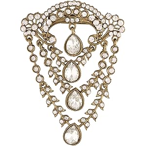 I Jewels Stylish Wedding Designer Stone Studded Brooch/Lapel Pin for Groom/Men (SM50)