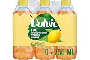 Volvic Tee Zitronengeschmack – Erfrischungsgetränk aus Schwarztee-Extrakt – Zuckerreduziert – 6 x 0,75 l