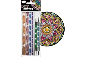 Aladine Målningsverktygssats - 10 tillbehör och 14 bits - för Mandalas, sten, trä, tyger, dukar - prickmålning prickar - kreativ fritid - 80811, flerfärgad