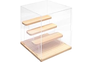 NA Acrlie Vitrine en acrylique 4 marches avec base en bois massif