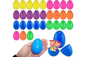SRVERTEX 30Pcs Fillable Easter Eggs 7.5cm - Plastic Reusable Colourful Eggs, Kids Easter Basket Stuffers, Assorted Colour Large Eggs for Easter Decorations