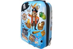 KARRY Kinder Kinderkoffer Koffer Reisekoffer Trolley Hartschalen Handgepäck Jungs LED Skater Rollen Pirates Piraten 819