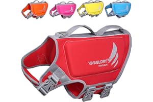 VIVAGLORY Leichte Rettungsweste für Hunde, Haustiere Lebensretter Hautfreundliche Neopren für Große Hunde Hundeschwimmwesten mit D-Ring & Schnellverschluss, Rot