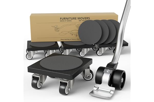 ONEON Kit Elevadores de Muebles & Transportador Muebles - Ruedas Suaves de 1.25" Hechas de TPE para Transportar Muebles, Capacidad de Carga Máxima de 227KG, Transportar para Mover Muebles Pesados