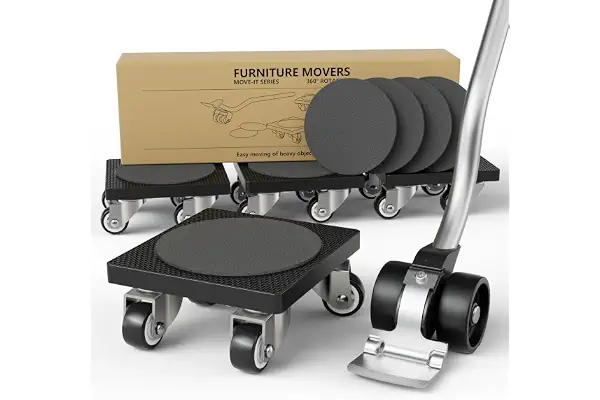 ONEON Kit Elevadores de Muebles & Transportador Muebles - Ruedas Suaves de 1.25" Hechas de TPE para Transportar Muebles, Capacidad de Carga Máxima de 227KG, Transportar para Mover Muebles Pesados