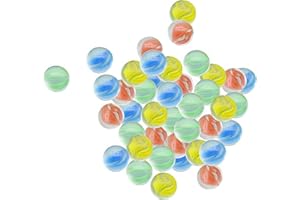 Neez Billes Enfant - Assortiment Billes en Verre, Pépites Rares de Soleil pour Décoration, Jeux de Billes Enfant - Multicolore Sac de Marblegen Bille (40 Billes de Verre de Couleur)
