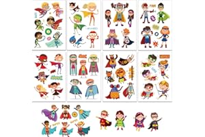 PHOGARY Tatuajes Temporales para Niños, Pegatinas de Superhéroes Tatuaje Adhesivo Temporal para Niñas Niños Fiesta de Cumpleaños Halloween Navidad (10 Hojas)