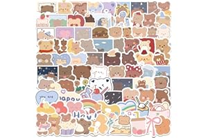 Amaxiu Lot de 102 autocollants en vinyle imperméable en forme d'ours de dessin animé, autocollants Kawaii pour ordinateur portable, bouteilles d'eau, planche à roulettes (style A)