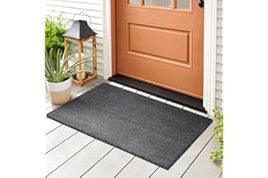 ‎KARAT KARAT Fußmatte aussen und innen aus Kokos - Türmatte - Schmutzfangmatte - Kokosmatte Winterschutz mit Rutschfester Rückseite für Haustür und Eingang nach maß Grau, 50x80 cm | 2,4 cm