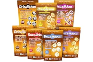 BROADWAY CANDY Drizzilicious Mini ryż Cake Bites Variety Mix, 113 g w opakowaniu, 7 sztuk