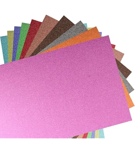 RAYHER 67363000 Glitterpapier Mix - Kleurrijk, Zelfklevend, 12 Vellen Din A5 148 X 21 Cm 130 Gm2 6 Kleuren Gesorteerd Glitterpapier Om Te Knutselen
