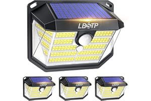 LBSTP Security Lights Outdoor Motion Sensor - 230 LED Solar Powered Security Light Outside Garden Fence Wall Lighting IP65 Waterproof 3 Modes Solar Pir Lights for Front Door Yard Garage(4 Pack)