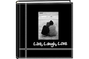 PIONEER PHOTO ALBUMS Pioneer DA200LLL 1-Piece 9 x 9-inch Embroidered Stitched Leatherette Photo Album Live, Laugh and Love, Black